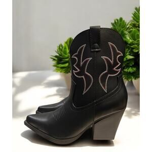 Women's Cowboy Boots Black Tapanga Short Western Shoes 3" heels Size 5.5